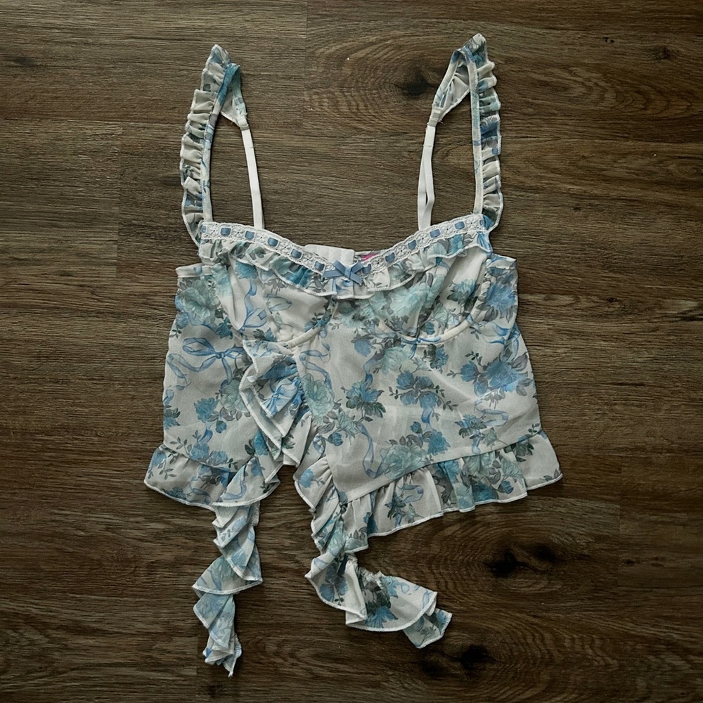 Edikted Blue and White Floral Camisole